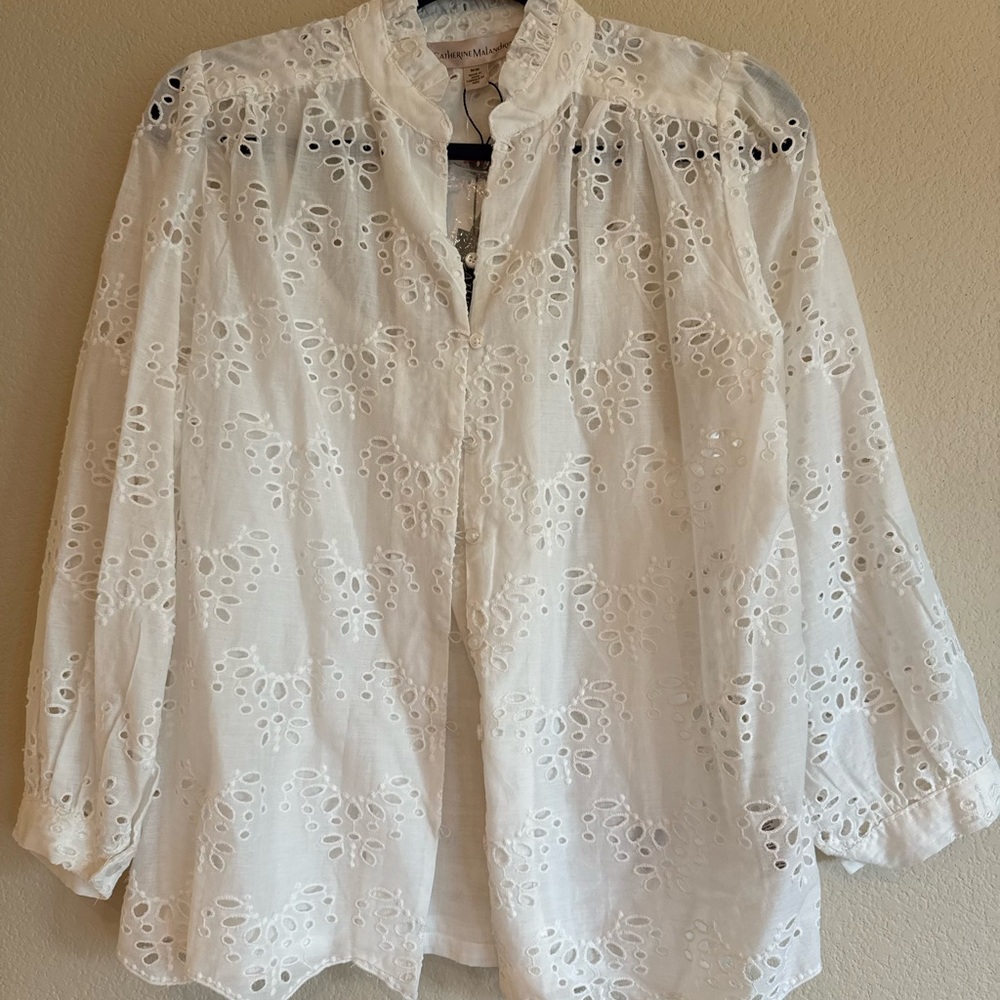 Elegant White Eyelet Blouse